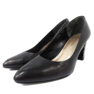 ハイヒールレザーパンプス 22.5cm ブラック