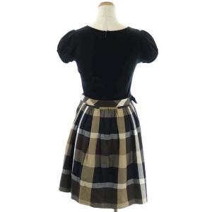 BLUE LABEL CRESTBRIDGE ブロックチェック切替ワンピース 38 ブラウン