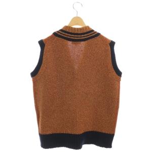Drawer ラメVネックノースリーブニット ベスト カシミヤ混 １ オレンジ ネイビー