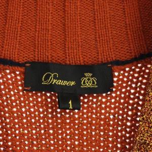Drawer ラメVネックノースリーブニット ベスト カシミヤ混 １ オレンジ ネイビー