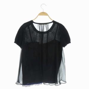 sacai luck ニット シルク シースルー切替 半袖 2 ブラック