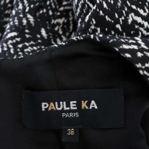 PAULE KA ワンピース 総柄 ノースリーブ 膝丈 36 黒 白 ブラック ホワイト