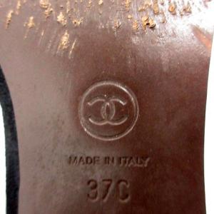 CHANEL ショートブーツ ニット スウェード 37 黒