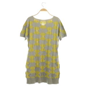 PLEATS PLEASE ISSEY MIYAKE イッセイミヤケ 半袖総柄ワンピース 3 イエロー