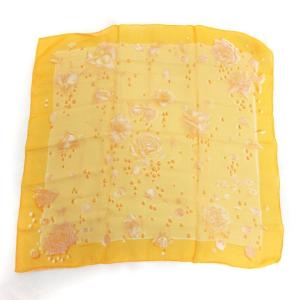 HERMES カレ バラ柄 絹 オレンジ