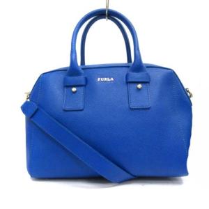 G6681 サッチェル ハンドバッグ ショルダーバッグ 2WAY レザー 牛革 ブルー