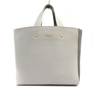 バイカラーレザーハンドバッグ グレー