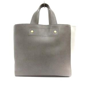 FURLA バイカラーレザーハンドバッグ グレー