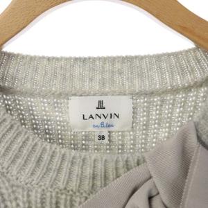 LANVIN en Bleu グログランリボンニット セーター 長袖 畦編み 38 ライトグレー