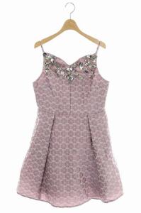 胸元装飾付き総柄クローバーワンピース 10 スモークパープル