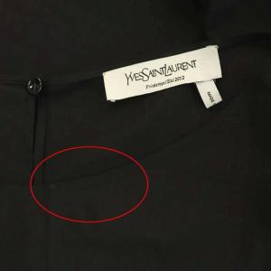 YVES SAINT LAURENT シルク混パフスリーブブラウス F40 ブラック