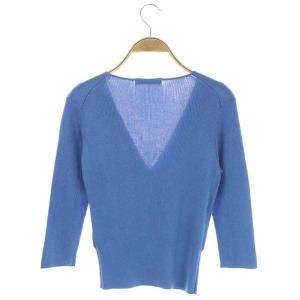 ANAYI ニット カットソー カシュクール プルオーバー リブ 七分袖 38 ブルー