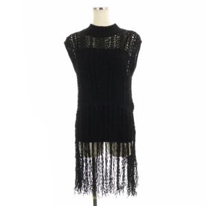 20SS MEDI LONG PASTA FRINGE KNIT ニット フリンジ リネン混 黒