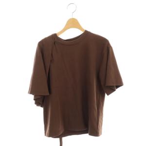 アシンメトリー半袖カットソー ブラウン