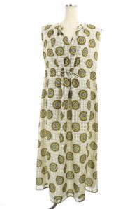 アフリカンプリントワンピース 36 ホワイト