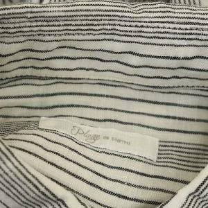 Plage ビッグシャツ ストライプ リネン 長袖 ホワイト グレー