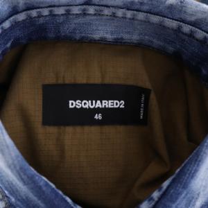 DSQUARED2 21AW パネルチェックシャツ デニム 46 青茶