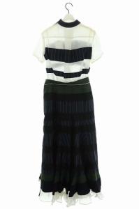 sacai ドッキングシャツワンピース 半袖 ロング フリル切替 1 ネイビー