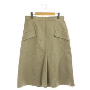 チノスカート フレア ミモレ丈 シルク混 40 カーキ