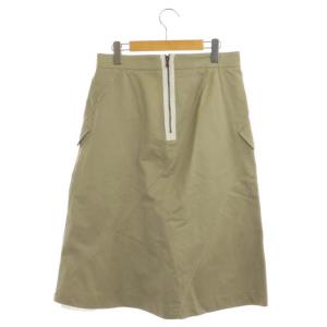Drawer チノスカート フレア ミモレ丈 シルク混 40 カーキ