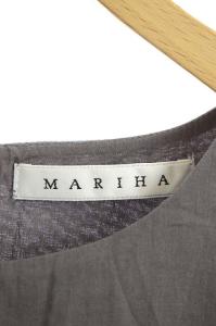 MARIHA ワンピース ノースリーブ フレア ギャザー マキシ ロング クルーネック グレー