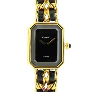 プルミエールロック M 腕時計 クォーツ チェーンベルト レザー ブラック