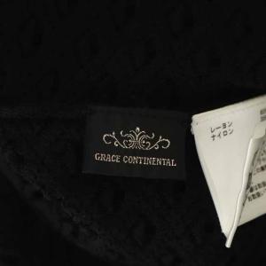 GRACE CONTINENTAL 21SS レーシースクエアニットトップス Vネック プルオーバー 半袖 36 ブラック