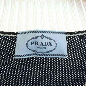 PRADA 21AW ロゴバイカラーカーディガン ショート丈 五分袖 38 ブラック
