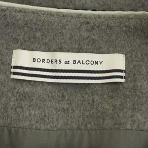BORDERS at BALCONY WOOL MINI SKIRT ウールミニスカート 台形 ボーダー 切替 36 グレー