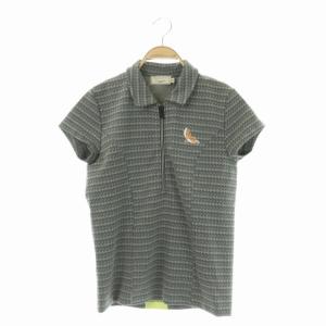 Maison Kitsuné 20SS ZIPPED POLO ポロシャツ ハーフジップ 総柄 M ネイビー ベージュ