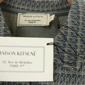 Maison Kitsuné 20SS ZIPPED POLO ポロシャツ ハーフジップ 総柄 M ネイビー ベージュ