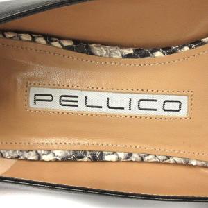 PELLICO ANIMA 10 フラットシューズ パイソン型押し ポインテッドトゥ ブラック