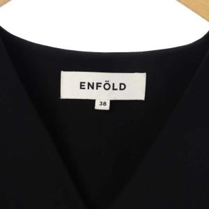 ENFOLD 19AW エステルクロス Vアシンメトリータンクトップ ブラウス 38 ブラック