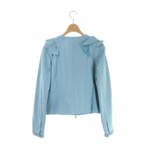Chesty 19SS ラムレザージャケット ノーカラー フリル 1 ライトブルー