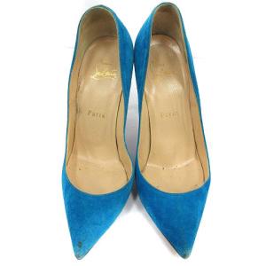 Christian Louboutin パンプス ポインテッドトゥ スエード ピンヒール 36.5 ブルー