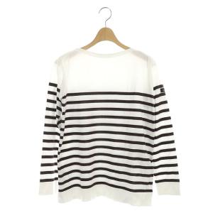 18G ボートネックカットソー ホワイト ブラウン