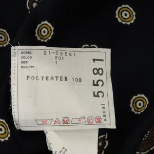 sacai 21SS Komon Print Dress ワンピース 半袖 ベルト付き 総柄 1 ネイビー
