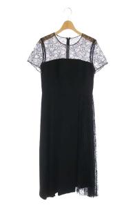 19SS レースプリーツワンピース 38 ブラック