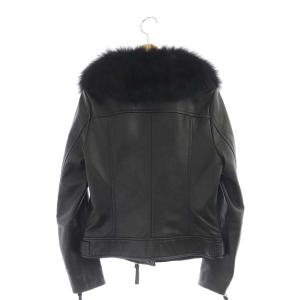 GRACE CONTINENTAL ファー衿ドレープラムジャケット レザージャケット フォックスファー 36 黒 