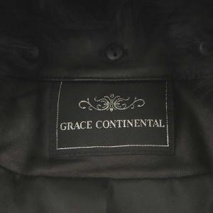 GRACE CONTINENTAL ファー衿ドレープラムジャケット レザージャケット フォックスファー 36 黒 