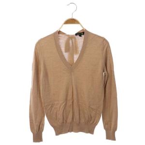シルク カシミヤ Vネックリボンプルオーバー ニット ベージュ