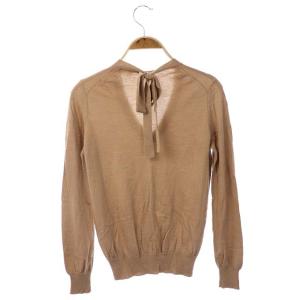 Drawer シルク カシミヤ Vネックリボンプルオーバー ニット ベージュ