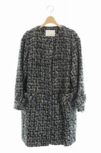 ツイードノーカラーコート 38 マルチカラー