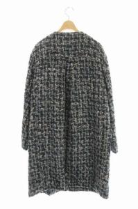 Grace Class ツイードノーカラーコート 38 マルチカラー