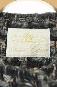 Grace Class ツイードノーカラーコート 38 マルチカラー