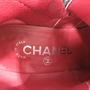 CHANEL ショートブーツ レザー ココマーク ターンロック チャンキーヒール 22.5cm ブラック