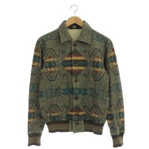 ジャケット スウェット 総柄 裏起毛  XS カーキ