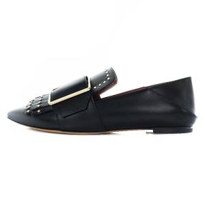 BALLY HAMELIA FLAT ドレスシューズ ポインテッドトゥ スタッズ キルト 37 ブラック