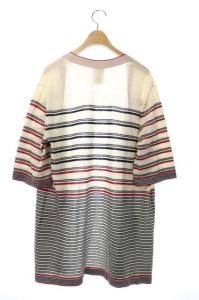 CHANEL ココマークボタン ロングカーディガン ボーダー 38 ベージュ