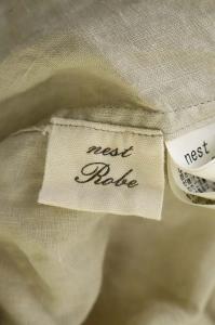 nest Robe リネン バンドカラーワンピース フレア ロング ベージュ